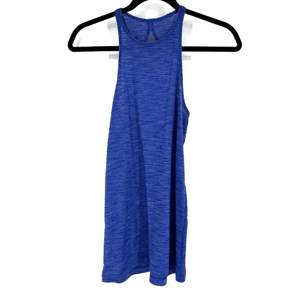 Lululemon Trapeze Twist Open Back Light Luon Tank Top Heathered Harbor Blue‎ 2 - Picture 2 of 7